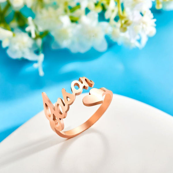 Custom Heart Open Ring – Adjustable