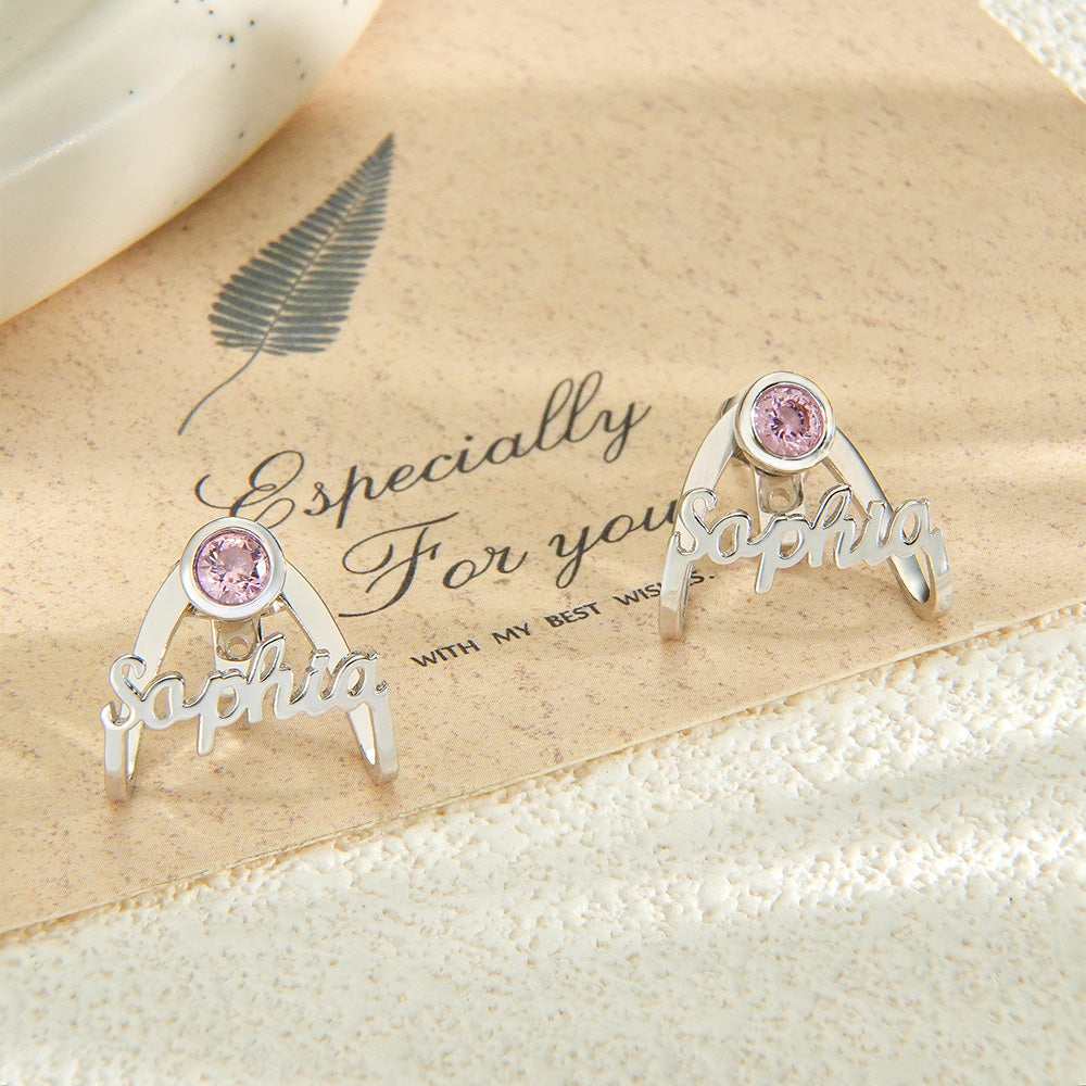 Birthstone Name Earrings – Personalized