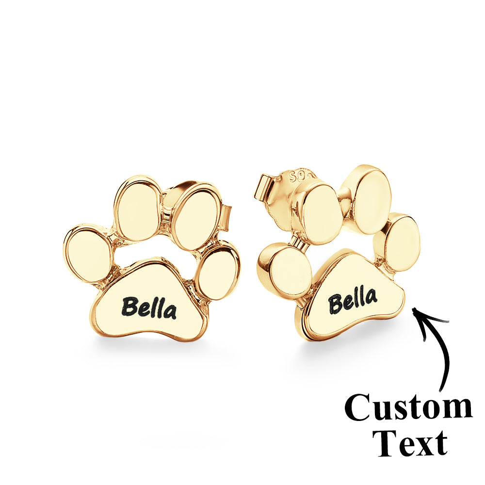 Cute Paw Print Earrings – Engraved