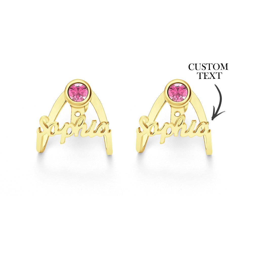 Birthstone Name Earrings – Personalized