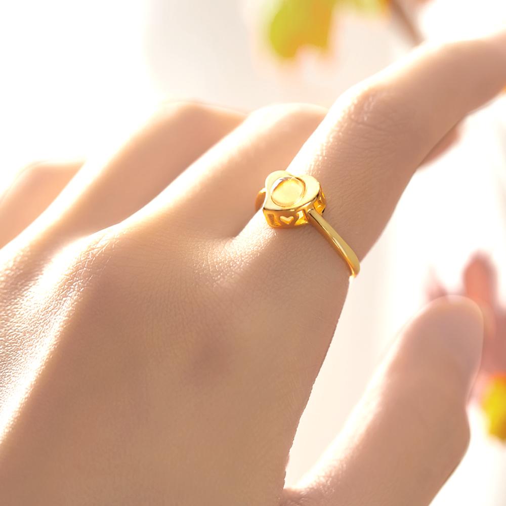 S925 Heart Projection Ring