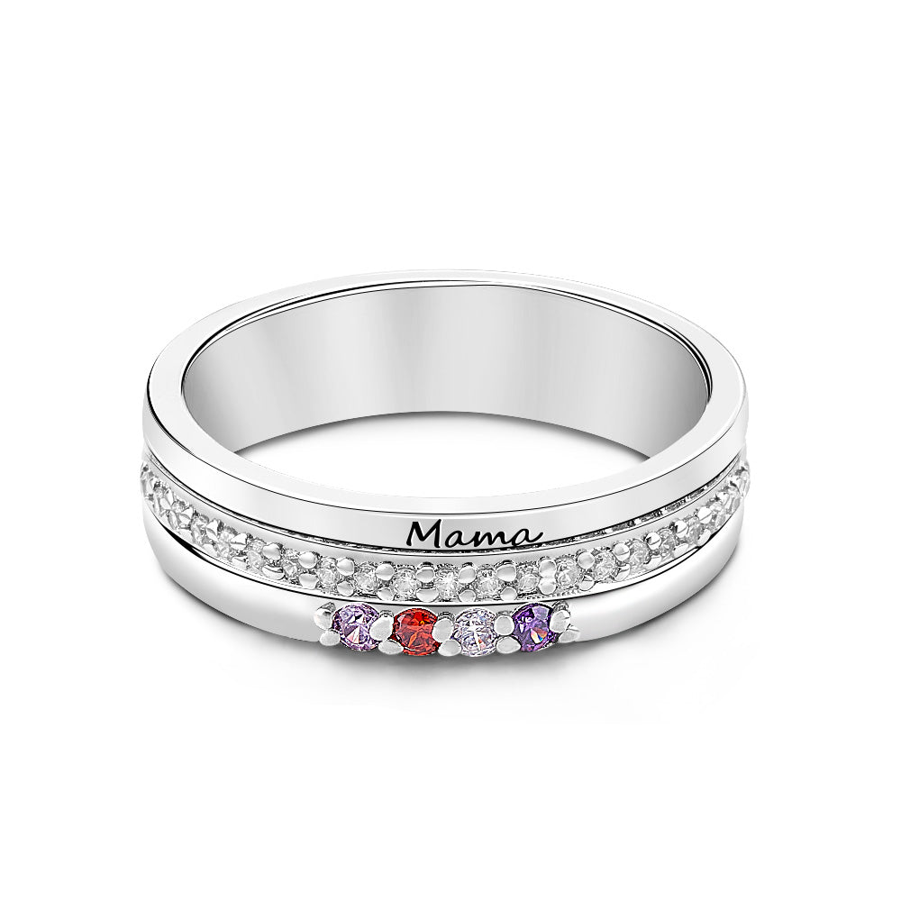 Birthstone Family Ring – Engraved