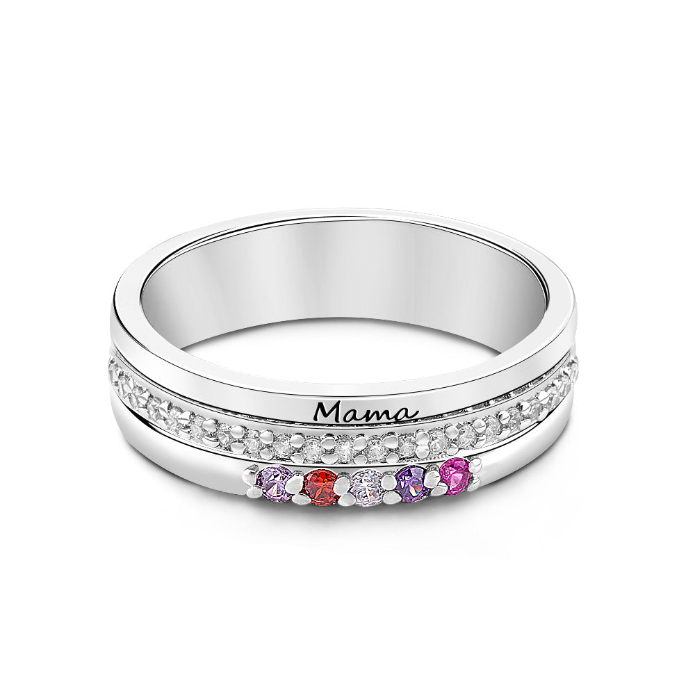 Birthstone Family Ring – Engraved