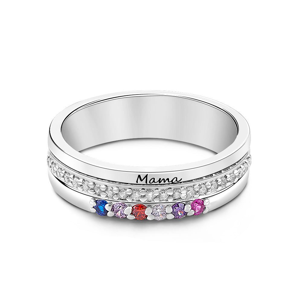 Birthstone Family Ring – Engraved