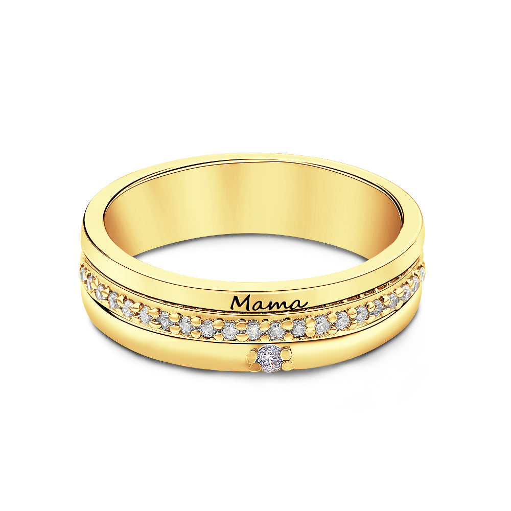Birthstone Engraved Ring – For Her