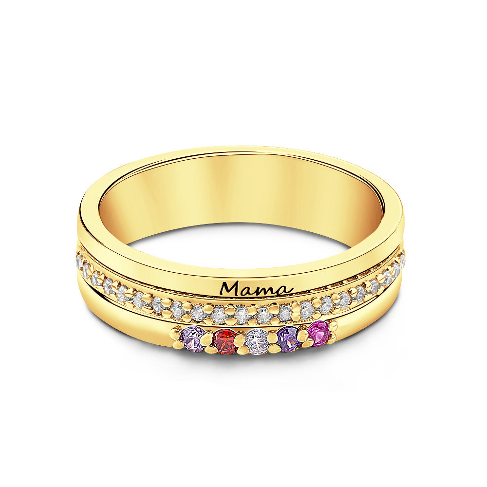 Birthstone Engraved Ring – For Her