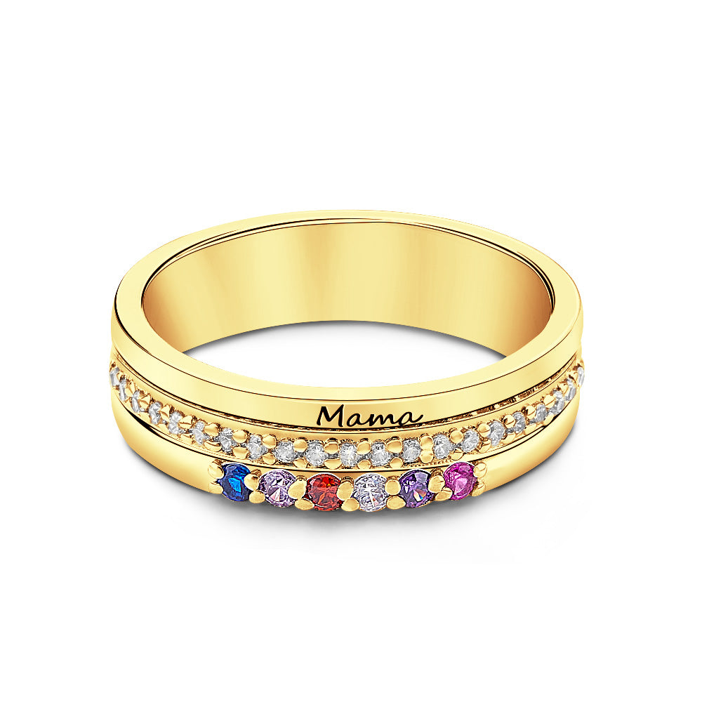 Birthstone Engraved Ring – For Her
