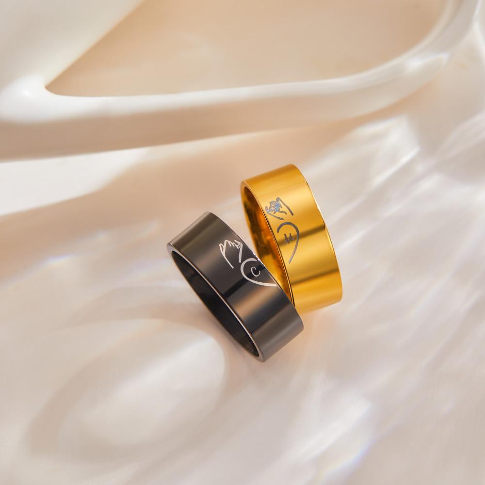 Engraved Pull Hook Matching Rings – Couples