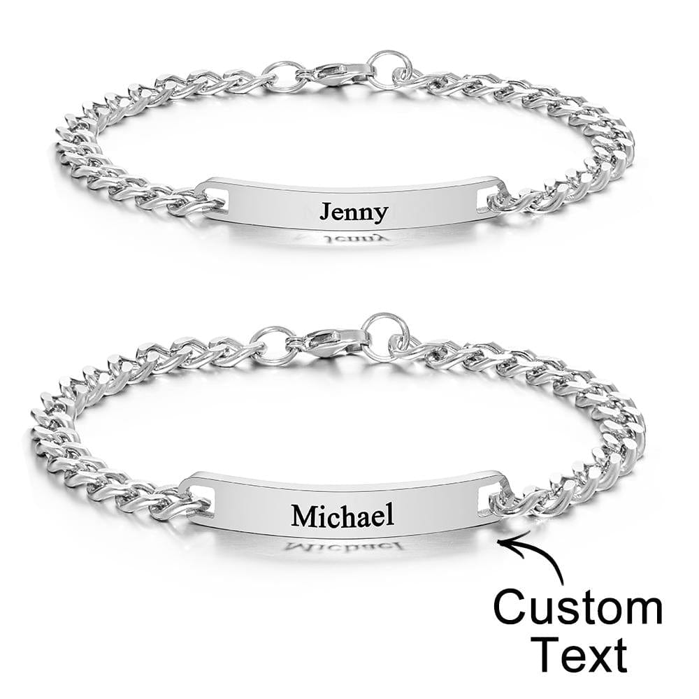 Engraved Couple Bracelet – Stainless Steel Set