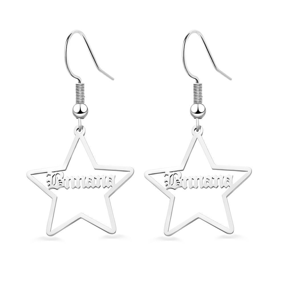 Star-Shaped Name Earrings – Stainless Steel