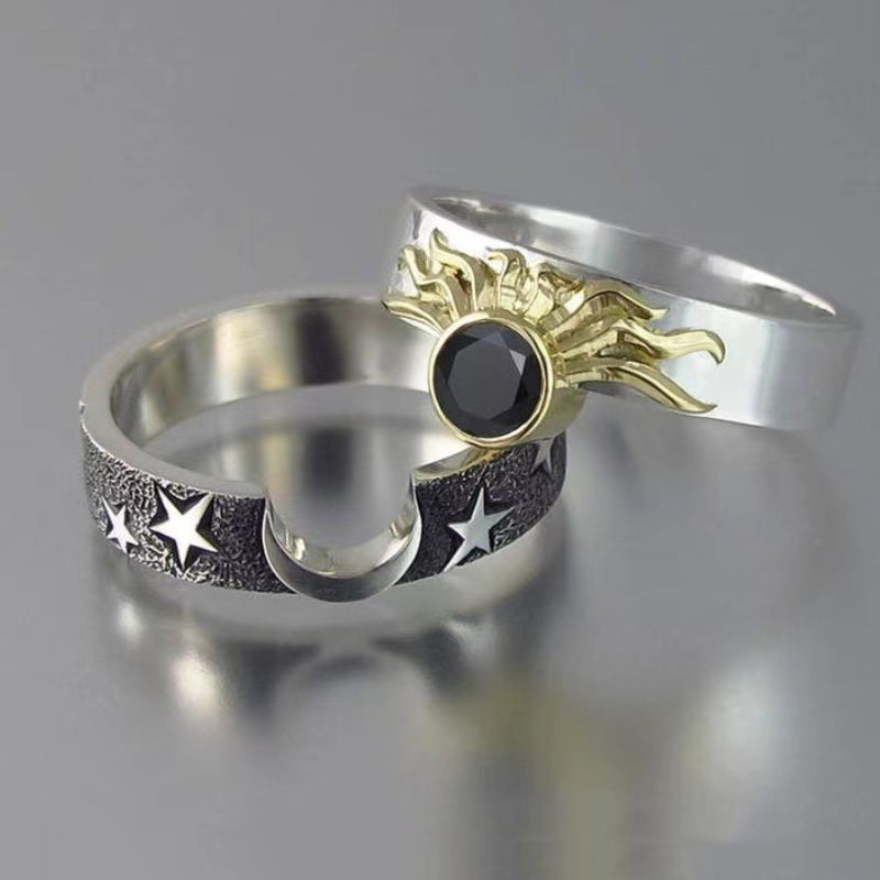 Sun & Moon Matching Couples Rings