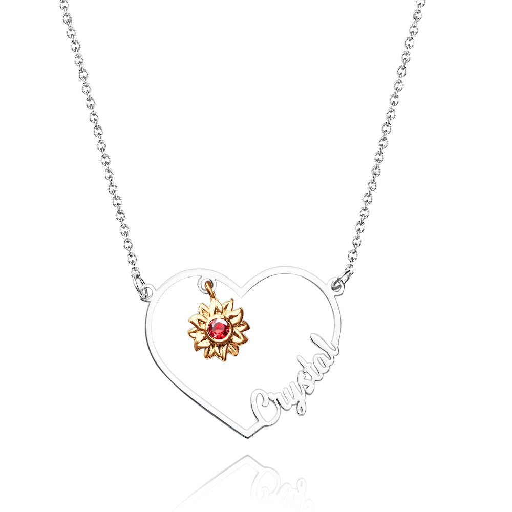 Sunflower Heart Necklace – Birthstone