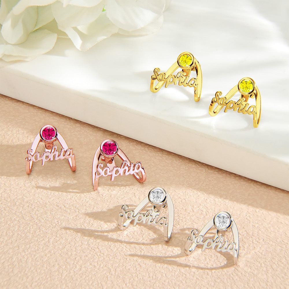 Birthstone Name Earrings – Personalized