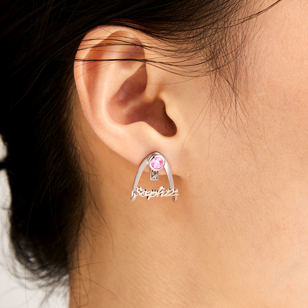 Birthstone Name Earrings – Personalized
