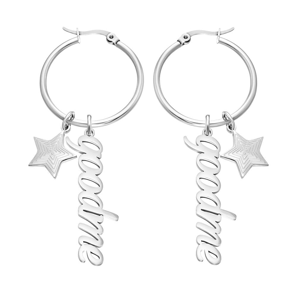 Simple Name Earrings – Minimalist Steel