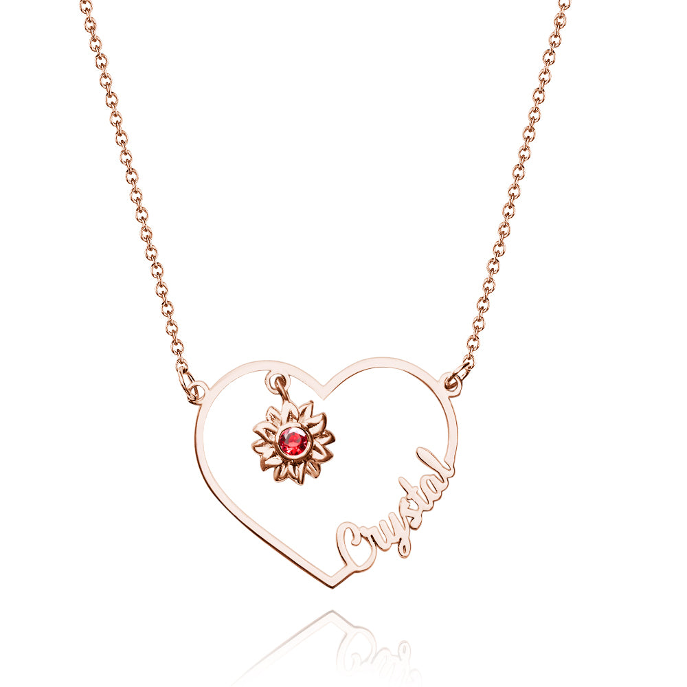 Sunflower Heart Necklace – Birthstone