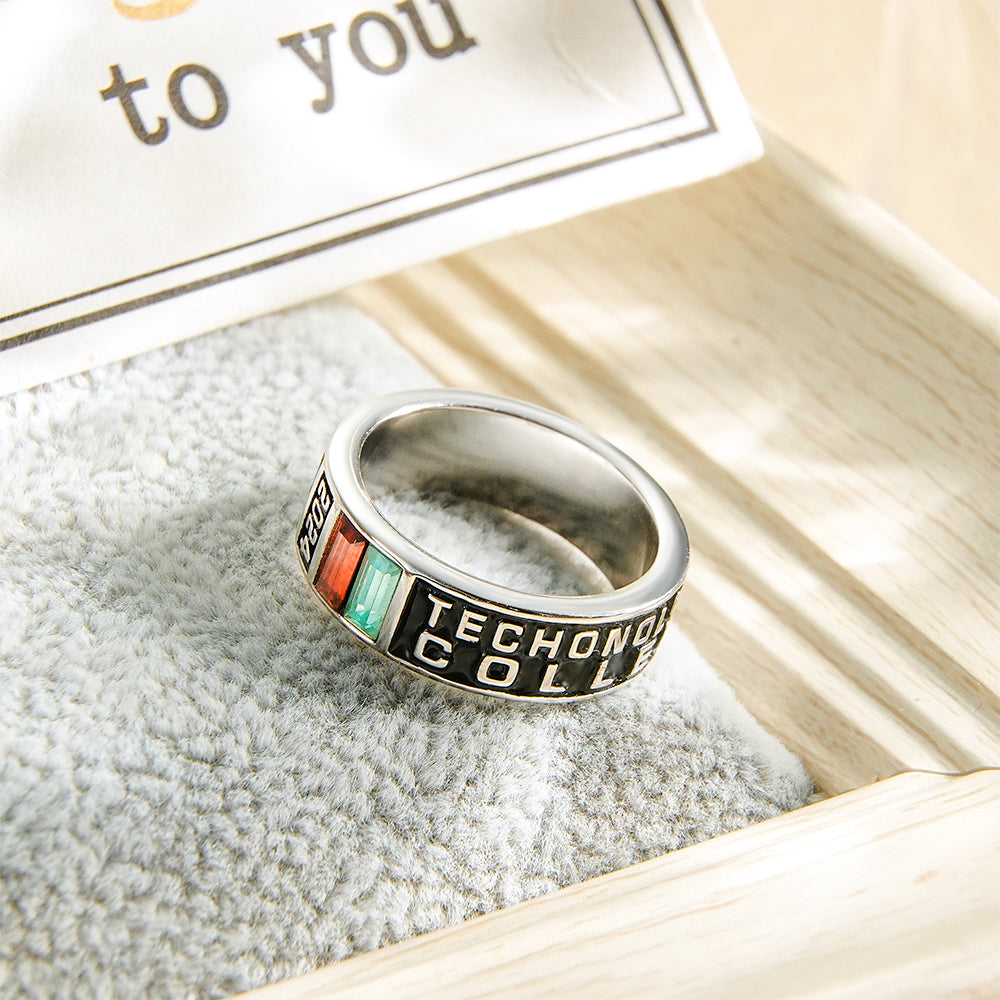 Custom School Name Ring – Graduation Gift